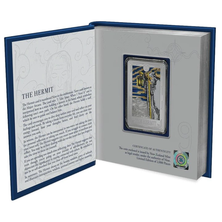 Niue: Tarot Cards – The Hermit kolorowany 1 uncja Srebra 2022 Proof