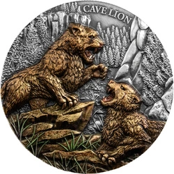 Germania Mint: Megafauna - Lew Jaskiniowy kolorowany 2 uncje Srebra 2026 Antiqued Coin