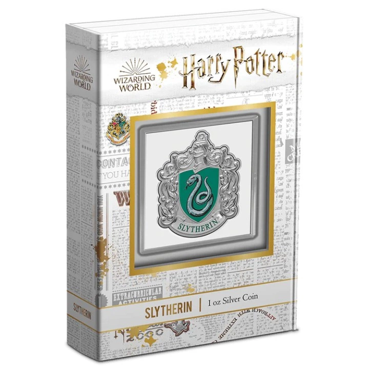 Niue: Harry Potter - Slytherin Crest kolorowany 1 uncja Srebra 2021 Proof