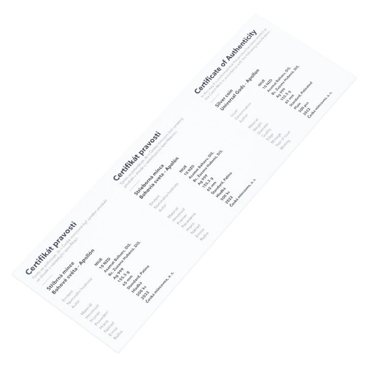 Niue: Universal Gods - Apollon 5 uncji Srebro 2022