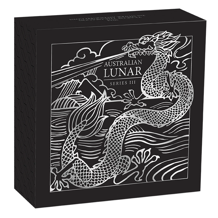 Perth Mint: Lunar III - Rok Smoka 2 uncje Srebra 2024 Antiqued Coin
