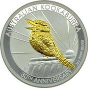 Kookaburra 1 uncja Srebra 2020 Pozłacana