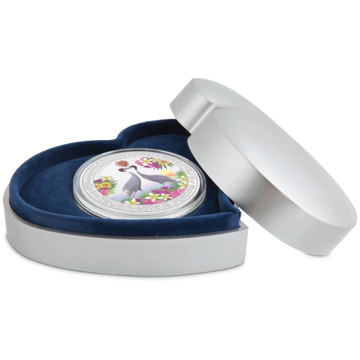 Niue: Love is Precious - Sarus Crane kolorowany 1 uncja Srebra 2024 Proof
