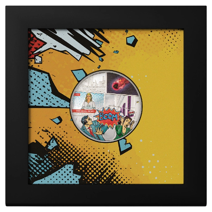 Cook Islands: Meteorite Impacts - Tenham kolorowany 1 uncja Srebra 2023 Proof Ultra High Relief