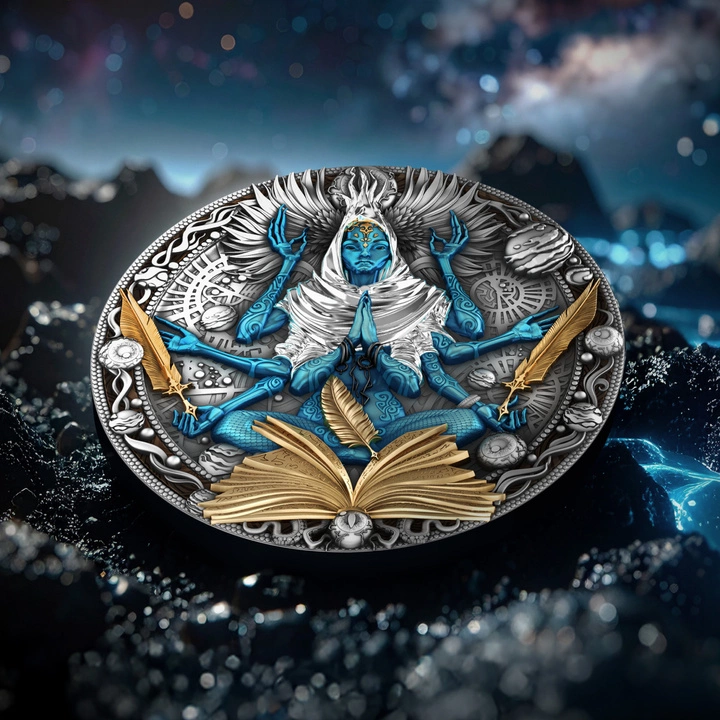 Niue: Cobellian kolorowany/pozłacany 2 uncje Srebra 2025 Antiqued Coin