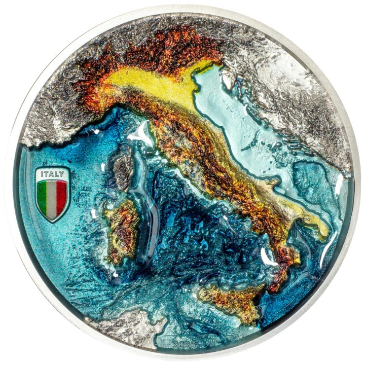 Cook Islands: Repubblica Italiana kolorowany 2 uncje Srebra 2025 Proof