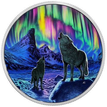Canada: Northern Lights in the Moonlight 2 uncje Srebra 2016 Glow-in-the-Dark Proof 