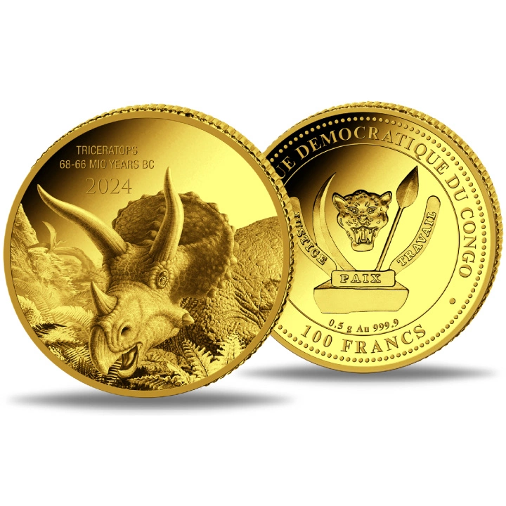Congo: Prehistoric Life II - Triceratops 0.5 grama Złota 2024 Proof