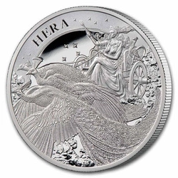 St Helena: Goddess - Hera and the Peacock 1 uncja Srebra 2022 Proof