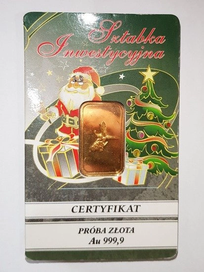 EXG 5 gramów Sztabka Złota Wesołych Świąt