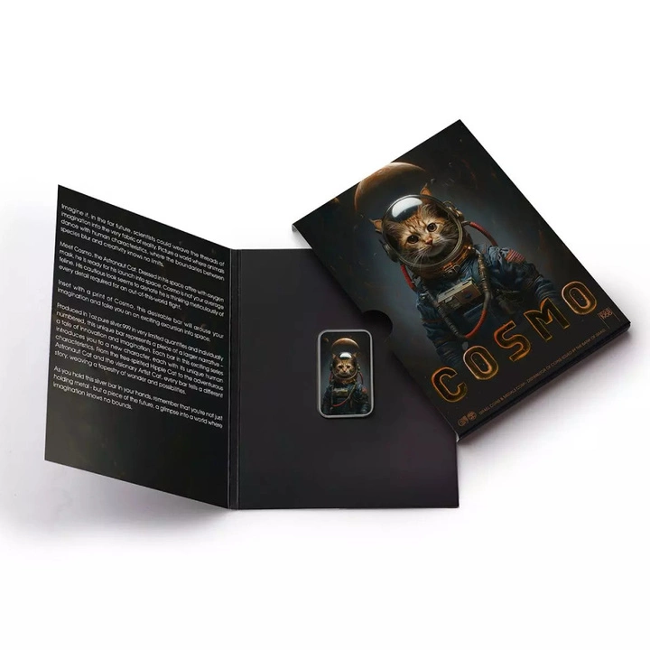 Sztabka The Holy Land Mint - Human Cats - Cosmo kolorowana 1 uncja Srebra 2025