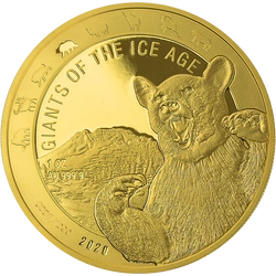Ghana: Giants of the Ice Age - Niedźwiedź Jaskiniowy 1 uncja Złota 2020 Proof