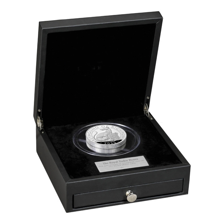 The Royal Tudor Beasts: The Greyhound of Richmond 10 uncji Srebra 2025 Proof