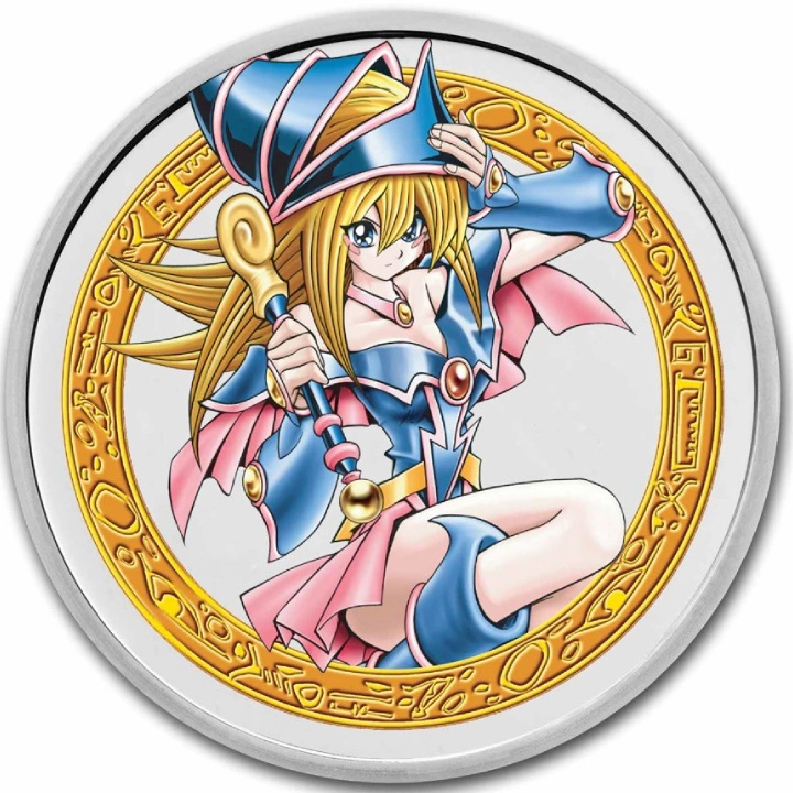 Niue: Yu-Gi-Oh! Dark Magician Girl kolorowany 1 uncja Srebra 2023 Slab