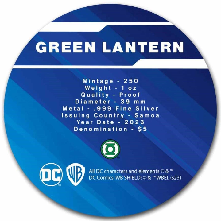 Samoa: DC Comics - Green Lantern 1 uncja Srebra 2023 Proof