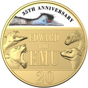35th Anniversary of Edward the Emu kolorowany, pozłacany 20c Miedzionikiel 2023