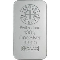 100 gramów Sztabka Srebra  Argor - Heraeus