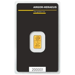 Sztabka Kinebar Argor Heraeus 1 gram Złota 