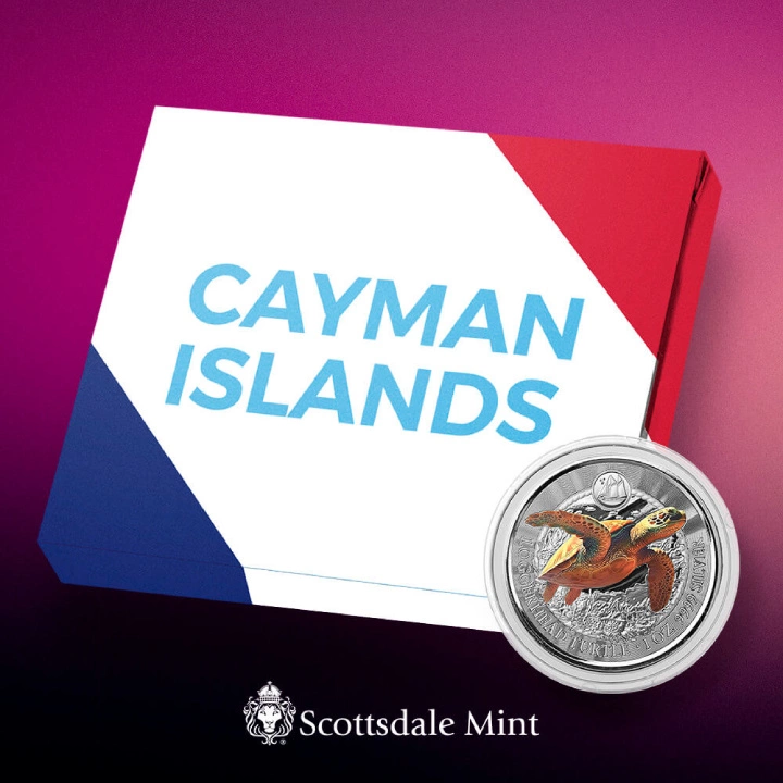 Cayman Islands: Loggerhead Turtle kolorowany 1 uncja Srebra 2023 Proof