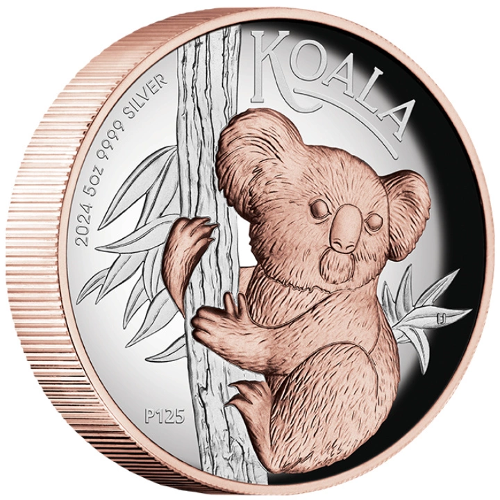 Australijska Koala pozłacana 5 uncji Srebra 2024 Proof High Relief