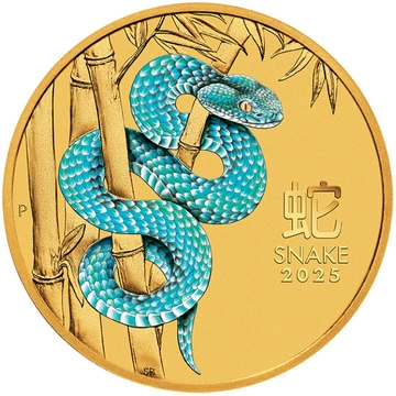 Perth Mint: Lunar III - Rok Węża kolorowany 1/10 uncji Złota 2025
