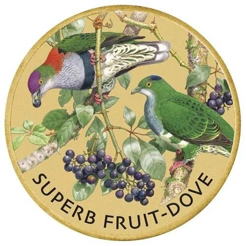 Tuvalu: Superb Fruit-Dove kolorowany Brąz Aluminiowy 2021