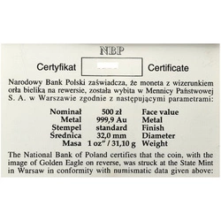 Orzeł Bielik 1 uncja Złota 1998