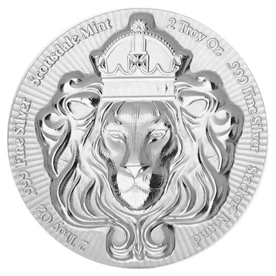 Scottsdale Mint Lion Stacker 2 uncje Srebra Round