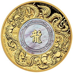 Double Dragon with Mother of Pearl 2 uncje Złota 2024 Proof