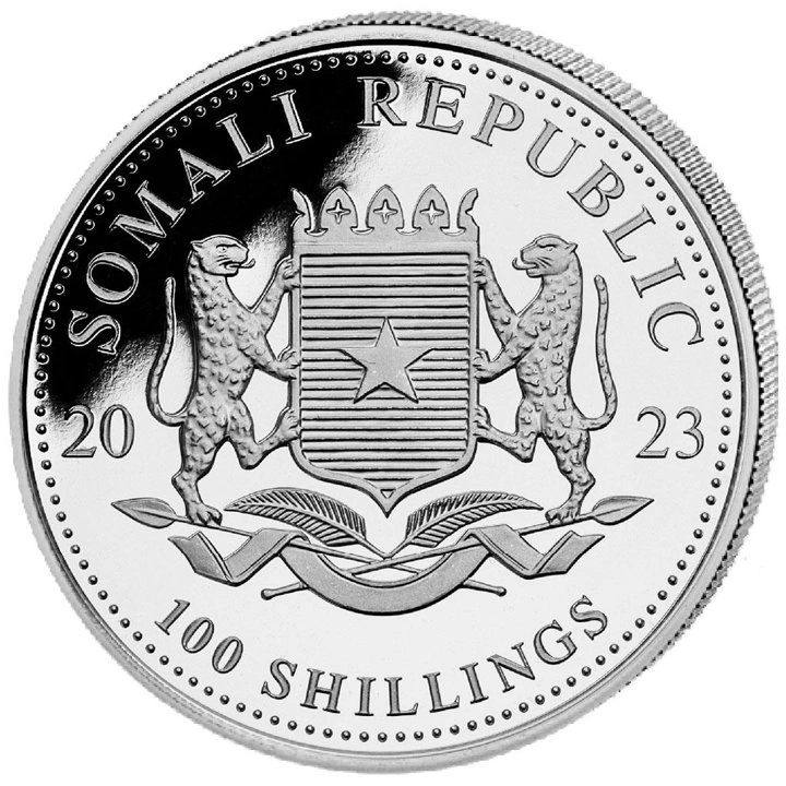 African Wildlife: Słoń Somalijski 1 uncja Srebra 2023 Privy Mark 'Year of the Rabbit'