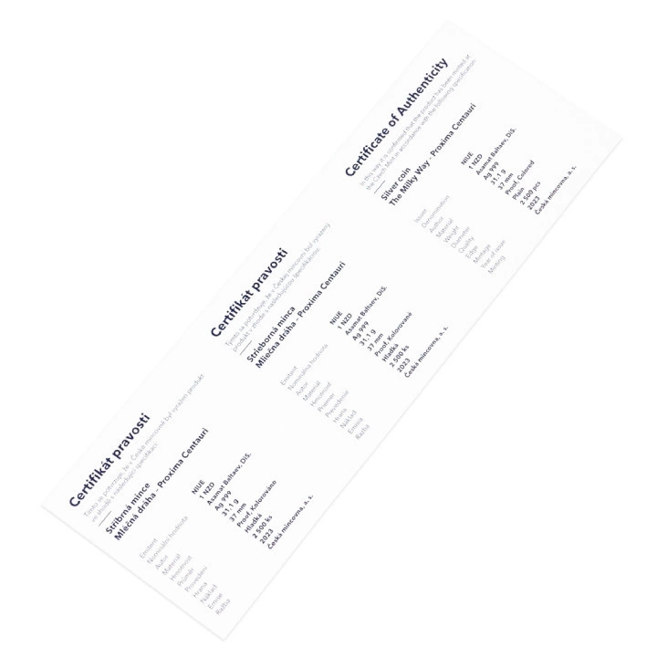 Niue: The Milky Way - Proxima Centauri kolorowany $1 Srebro 2023 Proof