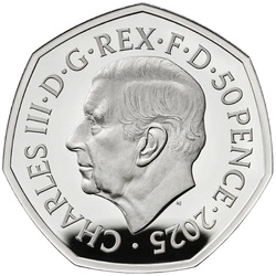 The 80th Anniversary of VE Day 50p Srebro 2025 Proof Piedfort 
