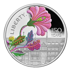 150. rocznica powstania Liberty kolorowany £5 Srebro 2025 Proof