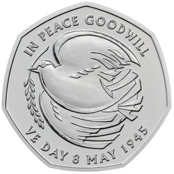 The 80th Anniversary of VE Day 50p Miedzionikiel 2025