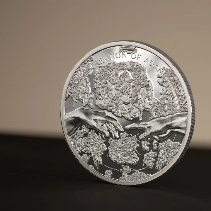 Cook Islands: X-Ray - Creation of Adam kolorowany 1 uncja Srebra 2023 Proof Ultra High Relief