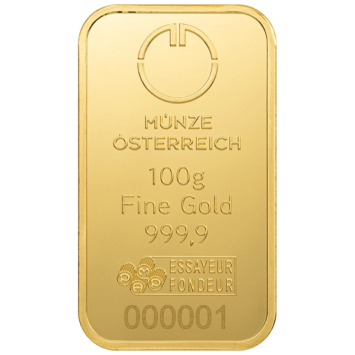 Austrian Mint Sztabka 100 gramów Złota