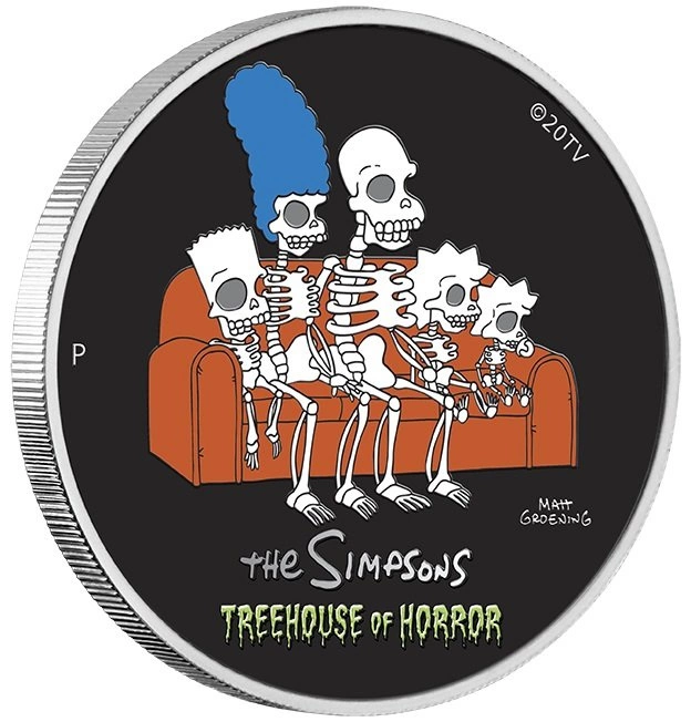 Tuvalu: The Simpson - Treehouse Of Horror kolorowany 1 uncja Srebra 2022