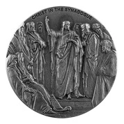 Niue: Biblical - Christ In The Synagogue 2 uncje Srebra 2020 Proof Antiqued Coin