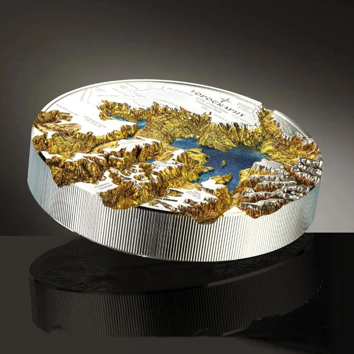 Cook Islands: Topography – Yellowstone kolorowany 5 uncji Srebra 2025 Proof