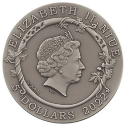Niue: Myths of Love - Medea’s and Jason’s Love kolorowany, pozłacany $5 Srebro 2022 High Relief Antiqued Coin
