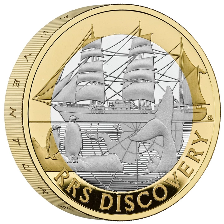 RRS Discovery £2 pozłacany Srebro 2025 Proof Piedfort