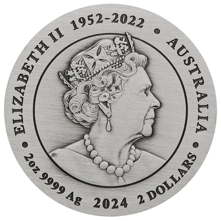 Perth Mint: Lunar III - Rok Smoka 2 uncje Srebra 2024 Antiqued Coin