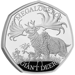 Ice Age Giants - Giant Deer 50p Srebro 2024 Proof 