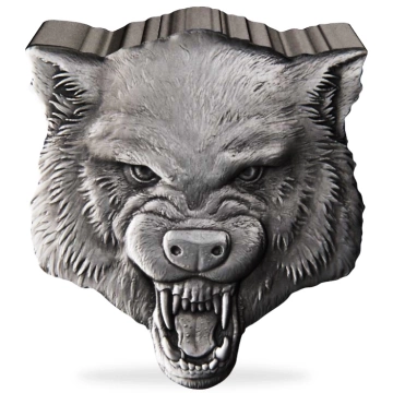 Niue: Fierce Nature - Wolf 2 uncje Srebra 2023 Antique Finish