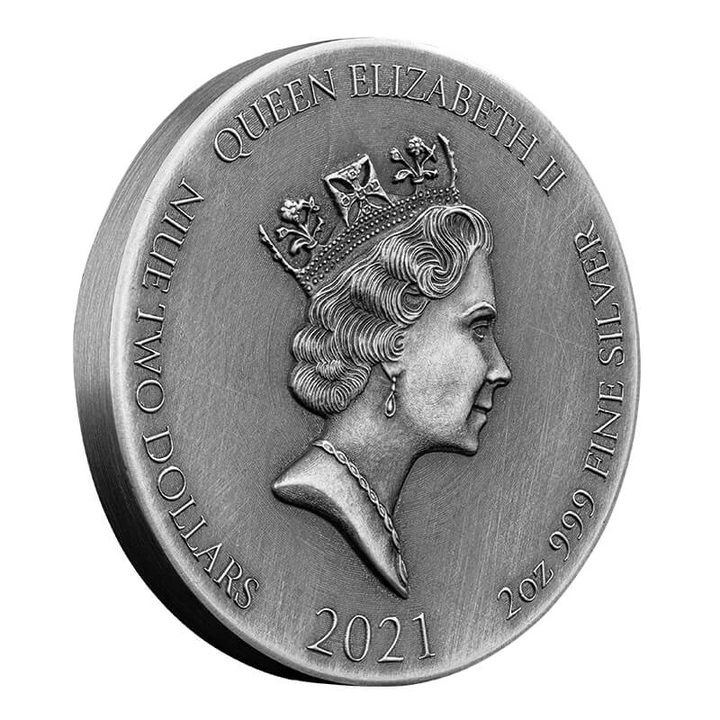 Niue: Biblical - Rebuilding The Jerusalem Temple 2 uncje Srebra 2021 Proof Antiqued Coin