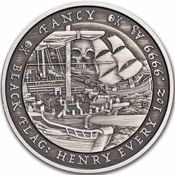 Tuvalu: Black Flag - The Fancy 1 uncja Srebra 2023 Antiqued Coin