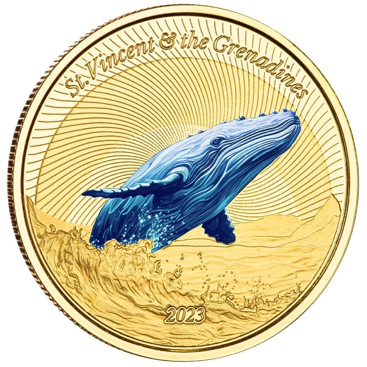 St. Vincent & The Grenadines - Humpback Whale kolorowany 1 uncja Złota 2023 Proof