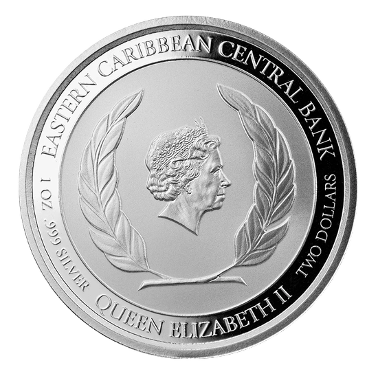 Antigua & Barbuda: Fregata wielka kolorowana 1 uncja Srebra 2021