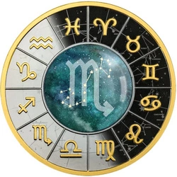 Cameroon: Znaki Zodiaku - Skorpion kolorowany, pozłacany Srebro 2023 Black Proof