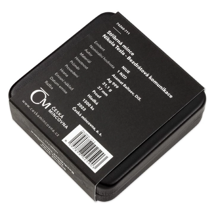 Niue: Nikola Tesla - Wireless Communication $1 Srebro 2023 Proof